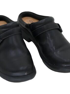 Clarks Angie Mist Clog Mule Womens Black Slip-On Comfort US 7M